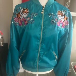 Disney Teal Bomber Jacket with Tiger Embroidery